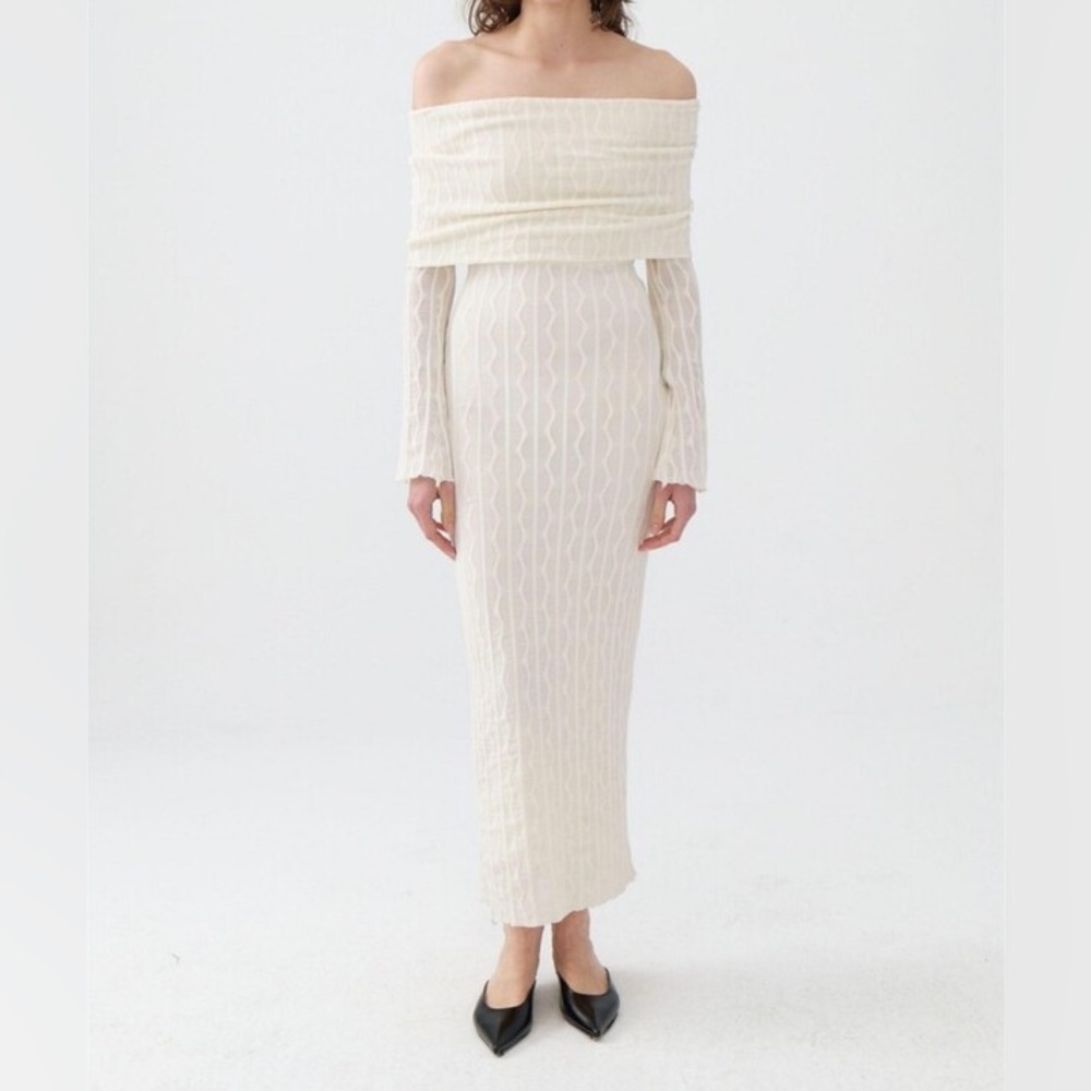 Nocturne Off-Shoulder Cream Dress